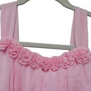 Justice Dress Girl's Size 14 Pink Shimmer Sleeveless Lined Rosettes Layered‎